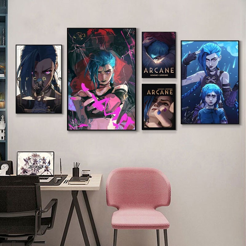 Esports Y Gaming - Poster Close-Up Arcane Jinx Tanpa Bingkai,