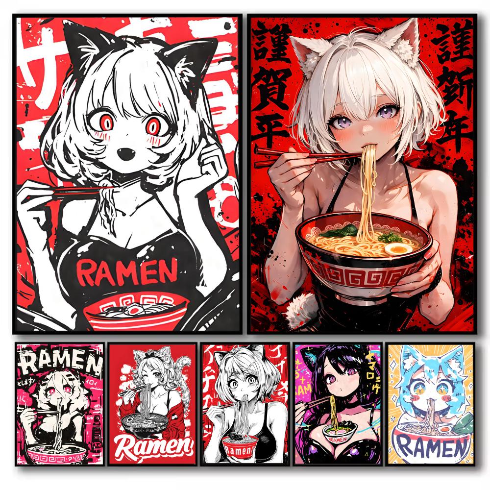 Esports And Gaming Lounge - Poster Kanvas Kaligrafi Lukisan Gadis Kucing