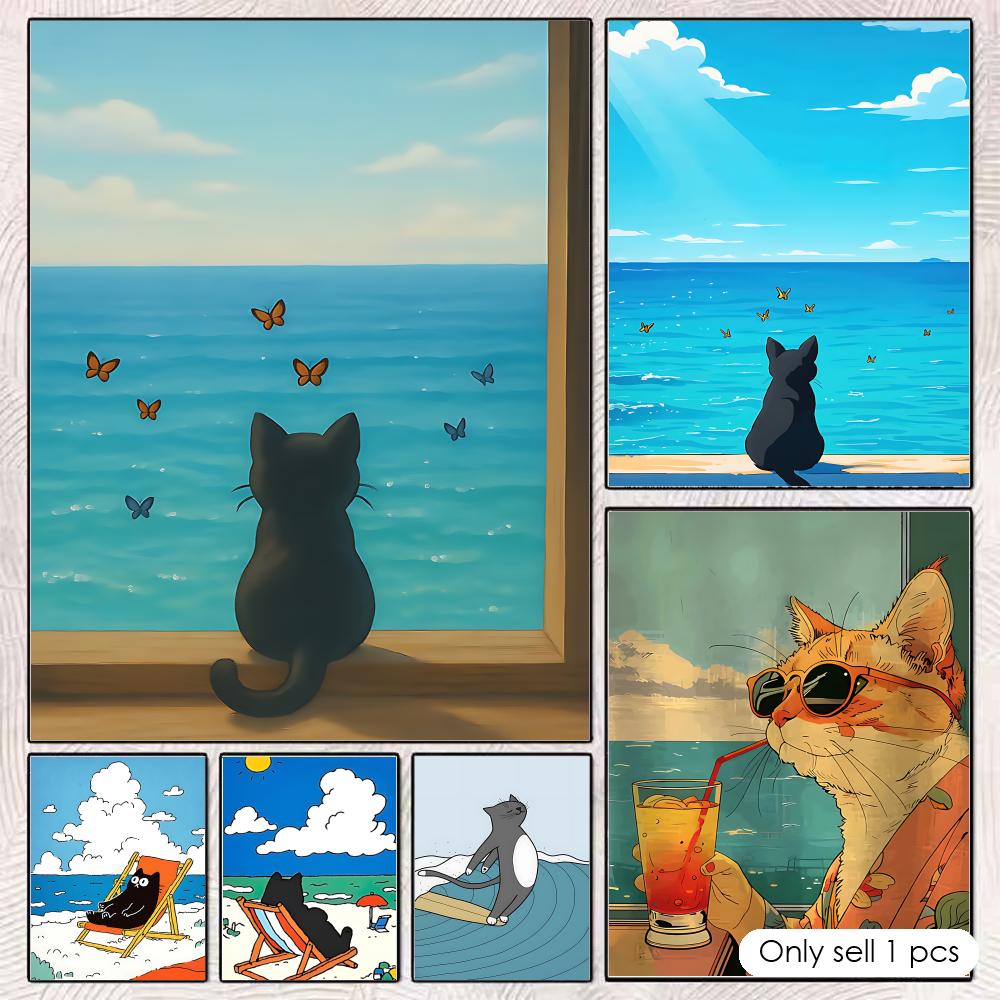 Esports And Gaming Lounge - Poster Kucing di Pantai Seni Dinding