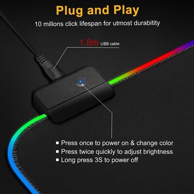 Mousepad lampu LED RGB, alas M - Esports Gaming Table ulasan dan harga