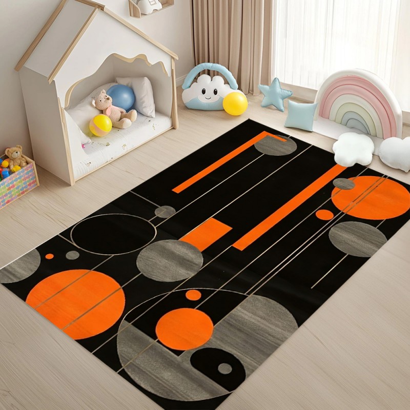 Karpet Geometris Hitam Oranye  - Esports Gaming Hotel ulasan dan harga