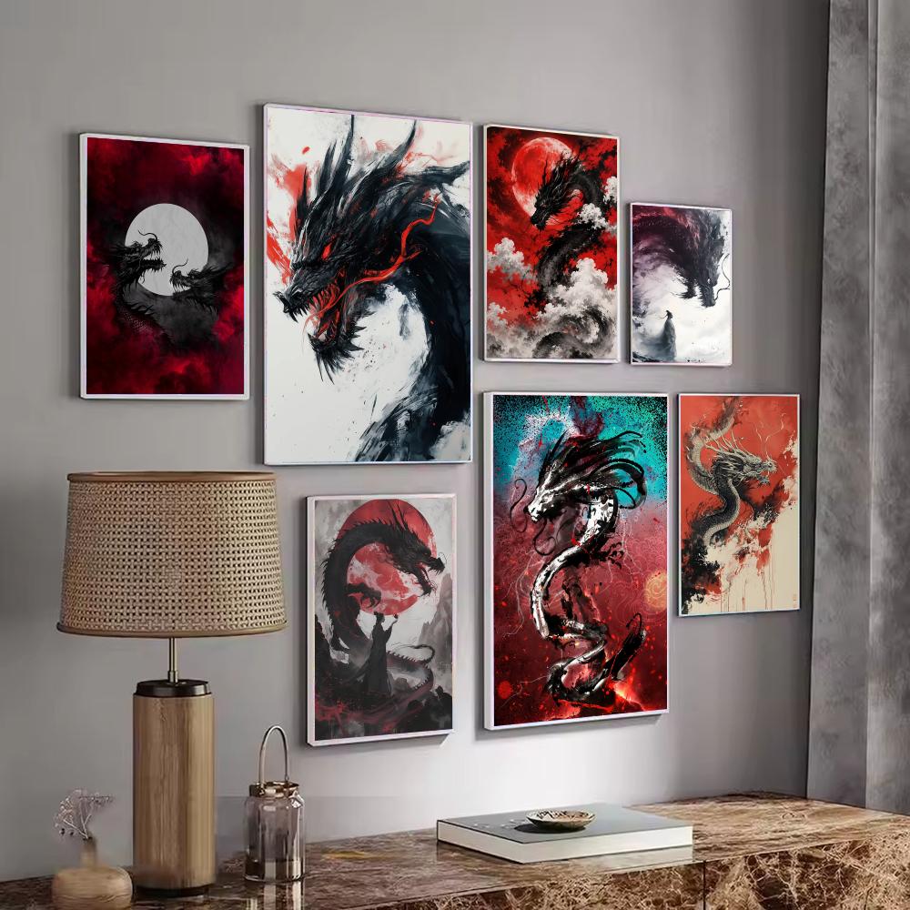 Poster Naga Hitam Lukisan Stik - Esports And Gaming Lounge ulasan dan harga
