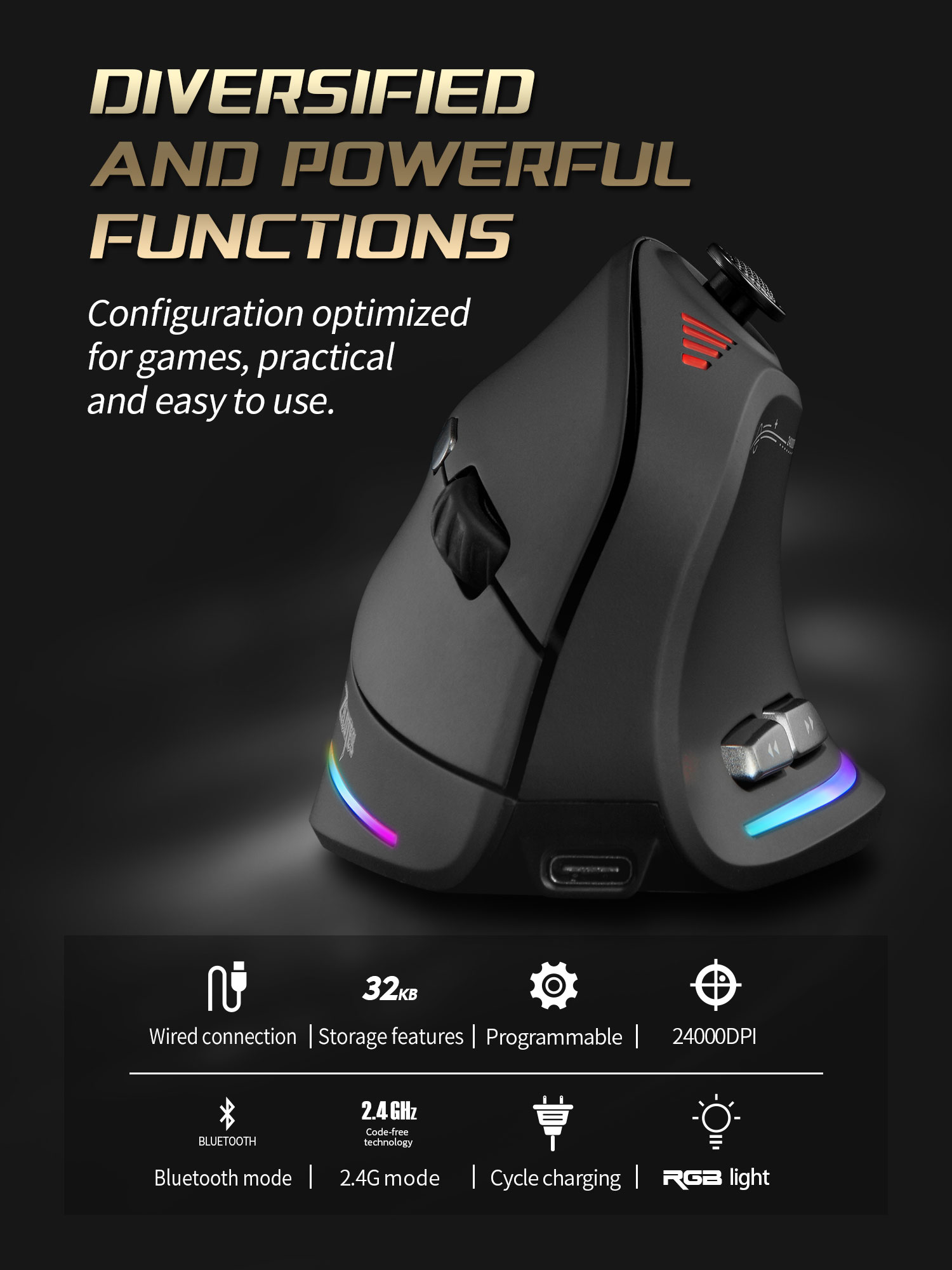 Jomaa RGB Backlit Kontrol Mous - Esports Gaming Controller ulasan dan harga